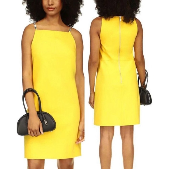Michael Kors Yellow Apron Chain Strap Mini Dress Size 4 - Picture 1 of 8